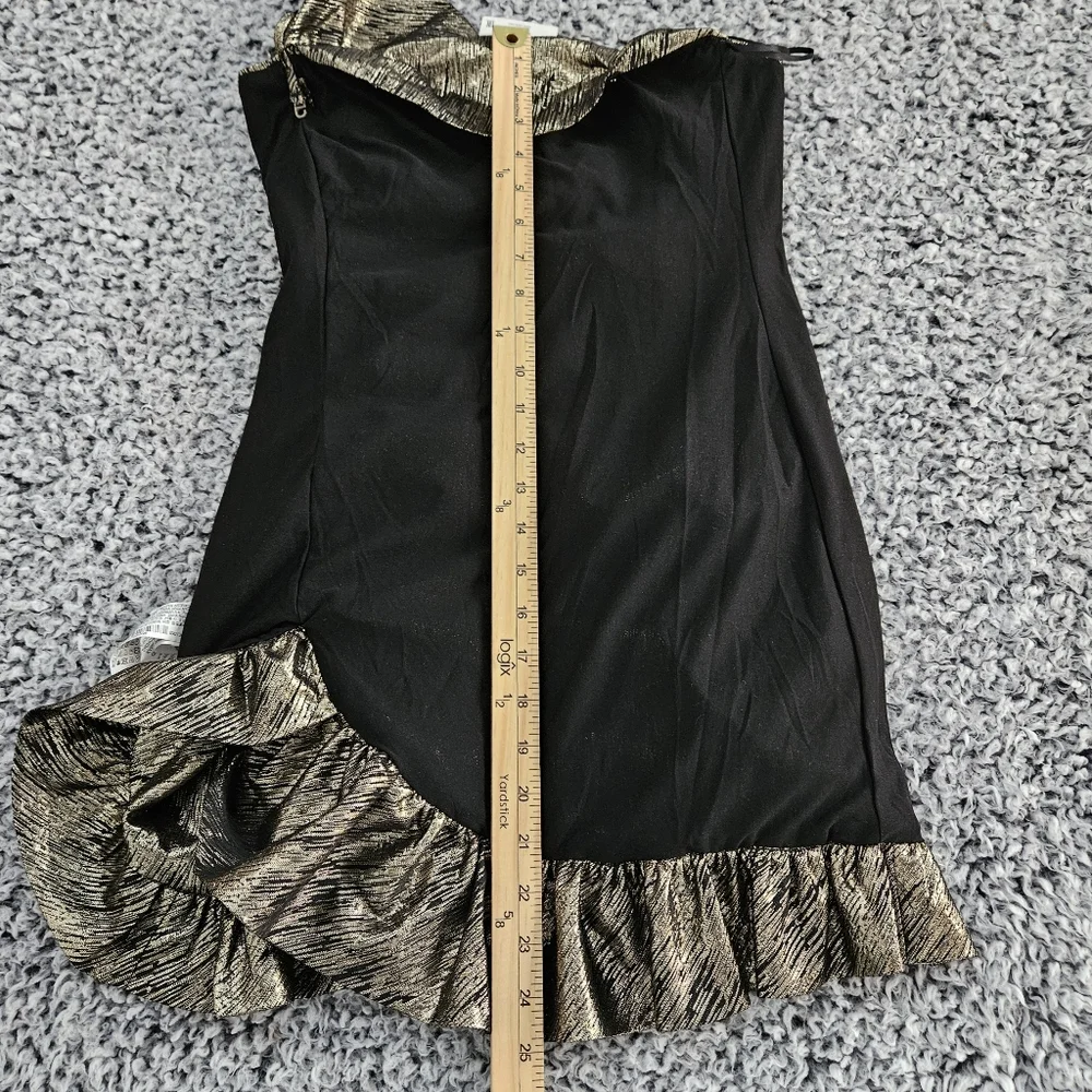 Zara Gold Metallic Mini Dress S Small Sleeveless Ruffled Bow Holiday Party - Picture 13 of 14